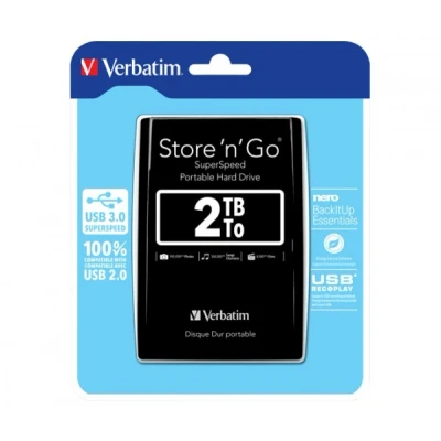 Afbeelding van Verbatim Harde Schijf 3.0 Store &#039;n&#039; Go, 2 Tb, Zwart