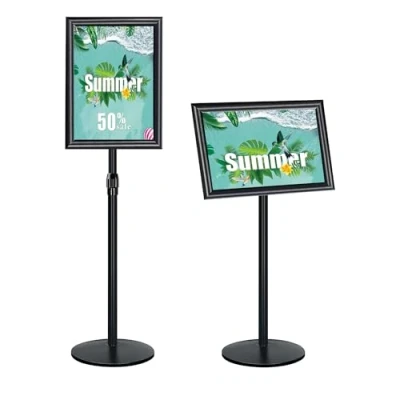 Afbeelding van NewZeal Robuuste posterstandaard A3 op standaard, verstelbaar, met gietijzeren voet voor display/reclame (zwart)
