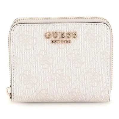 Afbeelding van GUESS portemonnee Katya SLG Small Zip Around Wallet White Logo crème