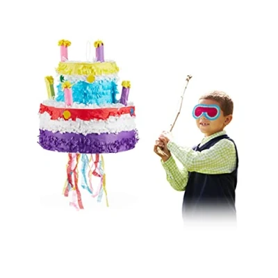 Afbeelding van Relaxdays pinata verjaardagstaart verjaardag piñata trek kinderfeestje
