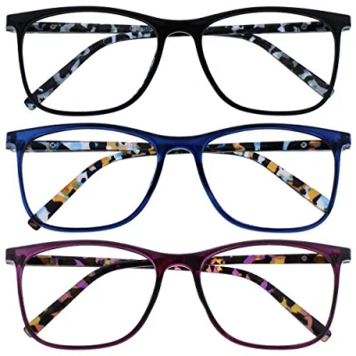 Afbeelding van OPULIZE Arc Reading glazen, uniseks, zwart / blauw paars 3 stuks