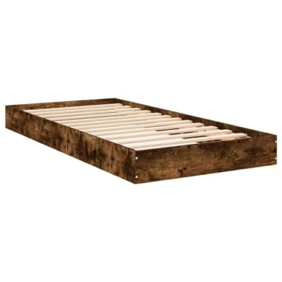 Image de vidaXL Cadre de lit sans matelas chêne fumé 90x200cm bois d&#039;ingénierie