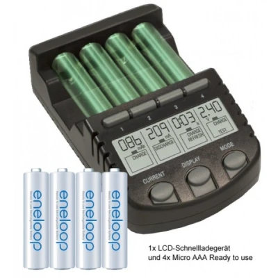 Afbeelding van ALPHA700 snellader met LCD display incl. 4x Sanyo HR 4UTG