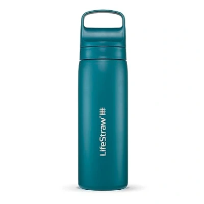 Afbeelding van LifeStraw Go Series Waterfilterfles van roestvrij staal, dubbelwandig, BPA vrij, voor reizen en dagelijks gebruik, laguna, blauwgroen, 532 ml