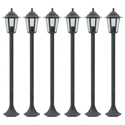 Afbeelding van Paalverlichting voor tuin E27 110 cm aluminium donkergroen 6 st