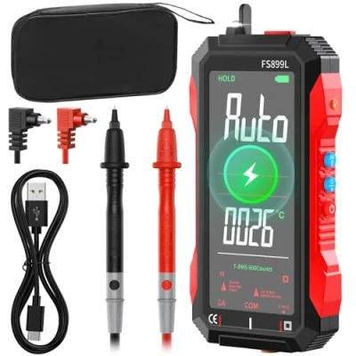 Afbeelding van TRMS digitale multimeter, 6000 tellingen, USB, oplaadbaar, professionele automatische NCV detector, meting, spanning AC/DC stroom, weerstand, dioden, continuïteit, capaciteit