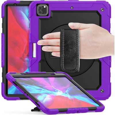 Afbeelding van Casecentive handstrap Pro Hardcase with iPad 12.9&quot; 2022 / 2021 2020 2018 purple