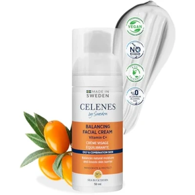 Afbeelding van Celenes by Sweden Sea Buckthorn Balancing Gezichtscrème Voor Vette en Gecombineerde Huid 50ml Gebalanceerde Vitamine C+ Gecombineerde/Vette
