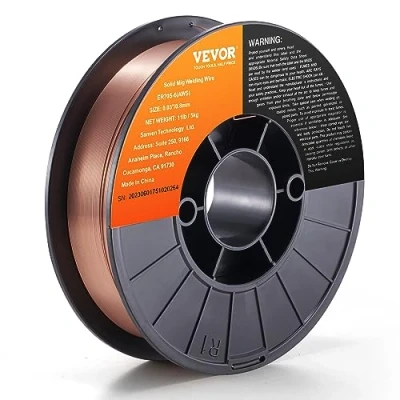 Image de VEVOR Fil de Soudage 0,8 mm 5 kg Soudure MIG ER70S 6 Bobine à Souder Solide Acier Doux 200 Résistance Traction 490 670 MPa Alimentation Lisse Joints Solides pour Machine