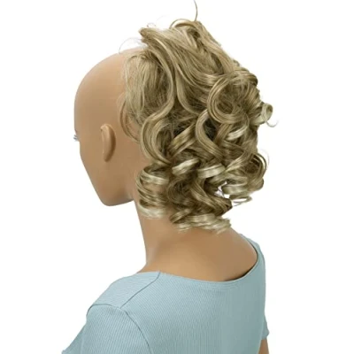 Afbeelding van PRETTYSHOP Haarstukje Scrunchy Updo Kapsels Bruidskapsels Volumineus Krullend Rommelig Knotje Blond Mix G12L