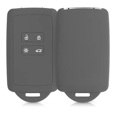 Afbeelding van kwmobile autosleutelhoes geschikt voor Renault 4 knops Smartkey autosleutel (alleen Keyless Go) Siliconenhoes in donkergrijs Sleutelcover
