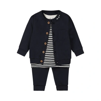 Afbeelding van Dirkje Set 3 delig Shirt + Broek Vest Navy Maat 62