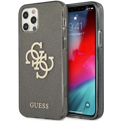 Afbeelding van Guess 4G Logo Glitter TPU Back Cover Geschikt voor Apple iPhone 12 Pro Max (6.7&quot;) Zwart