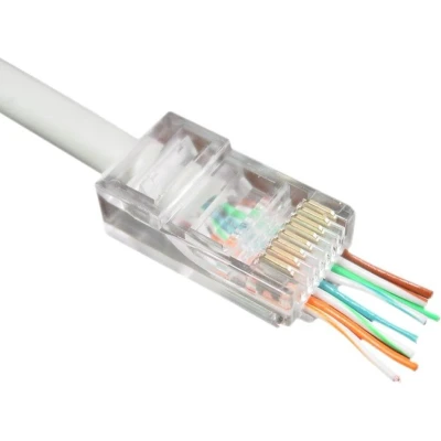 Afbeelding van RJ45 connector Cat6 U/UTP (Voor stugge en soepele kern, Doorsteekmontage, 100 stuks)