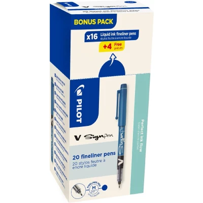 Afbeelding van Pilot fineliner V Sign Pen, doos van 16 + 4 stuks, blauw