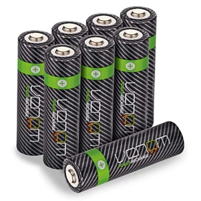 Afbeelding van Venom Oplaadbare AA batterijen, 2100 mAh, 1,2 V, NiMH, hoge capaciteit, zwart, 8 stuks