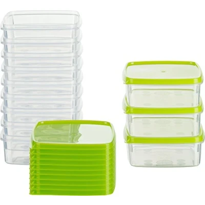 Afbeelding van Vershouddoos vriezer 0,3l rechthoekig plat 11x11x4,4cm set van 12 groen Oostenrijk Quality