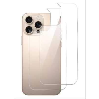 Afbeelding van GIOPUEY Achterbescherming compatibel met iPhone 16 Pro Max, TPU, zacht, hoogwaardige materialen, beschermfolie achter, transparant, 2 stuks