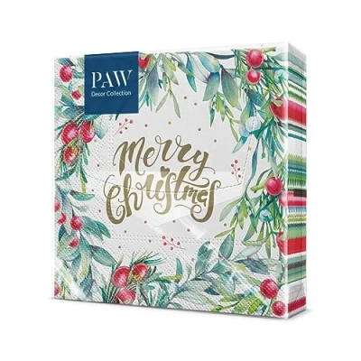 Afbeelding van PAW papieren servetten, 3 laags (33 x 33 cm), 20 stuks, Kerstmis, winter, vakantie, lavendel, hert, bloemen, kerstster, ideaal voor Kerstmis (Lavendel kerstmis)