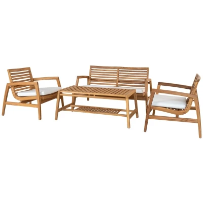 Afbeelding van House Nordic Tuin Lounge Set Santander Teak Naturel