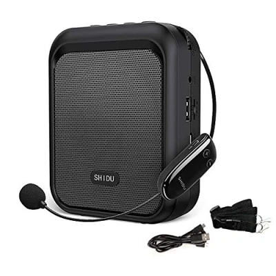 Afbeelding van SHIDU mini draagbare bluetooth speaker stem versterker met draadloze oortelefoon UHF geluidssysteem 10W 1800mAh zanger, taxichauffeur, training, toeristische gids