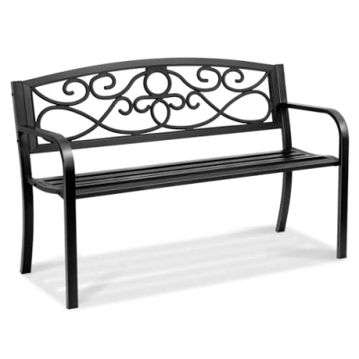 Afbeelding van VEVOR, Tuinbank van metaal, voor buiten, zwart, 127 cm