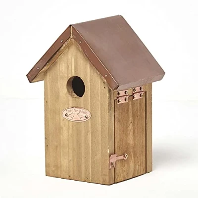 Afbeelding van Homescapes vogelhuisje van echt hout met koperen dak