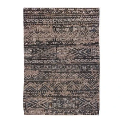 Afbeelding van 9113 Antiquarian Kelim Black Rabat Vloerkleed 140x200 Rechthoek Laagpolig,Vintage Tapijt Landelijk Antraciet, Bruin