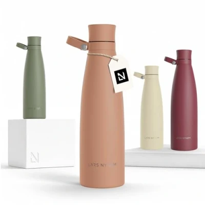 Afbeelding van LARS NYSØM &#039;Nåde&#039; Roestvrijstalen drinkfles 750ml BPA vrije geïsoleerde waterfles 0,75 Liter Nude
