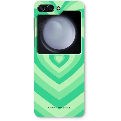 Afbeelding van Case Company® hoesje geschikt voor Samsung Galaxy Z Flip5 Hart Groen Soft Cover Telefoonhoesje Bescherming aan alle Kanten en Schermrand