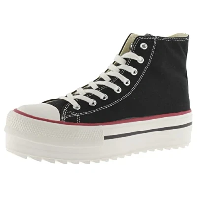 Afbeelding van Victoria Shoes Sneakers hoog, Dames, Maat: 36, Black Kunststof
