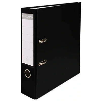 Image de Exacompta Réf. 918401B 1 Classeur à levier A4 Dos 75 mm Mécanique 80 Dimensions extérieures : 31,8 x 28,4 8 cm Format classer Coloris Noir