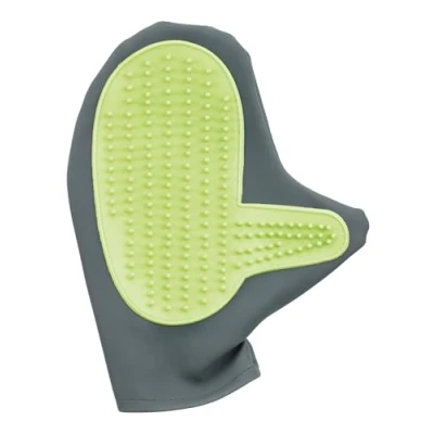 Afbeelding van Trixie vachtverzorgingshandschoen pu / tpr groen 21x11 cm