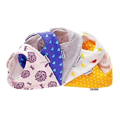 Afbeelding van Bandana Babyslabbetjes, 5 100% katoen, zacht en absorberend, met waterdichte voering, verstelbare slabbetjes, bandana, slabbetjes voor baby&#039;s, peuters, jongens meisjes (Chirpy &amp; Cheerful)