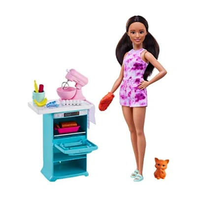 Afbeelding van Barbie Barbiepop Bakken Met Accessoires Kat Keukenspeelset