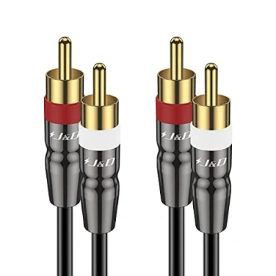 Afbeelding van J&amp;D 2 cinch naar kabel, koperen beschermhoes, mannelijke kabel RCA verguld, stereo audiokabel, 0,9 m