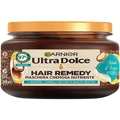 Afbeelding van Garnier Ultra Doux verzorgend romig masker voor droog of zeer haar, arganritueel, haarremedie, 340 ml
