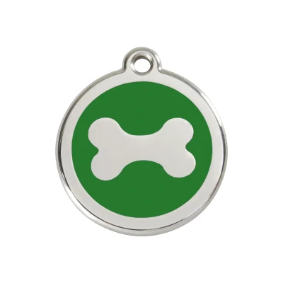 Afbeelding van Bone Green roestvrijstalen hondenpenning medium/gemiddeld dia. 3 cm RedDingo