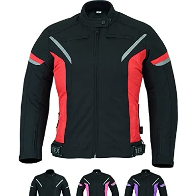 Afbeelding van Motorjas voor dames, goedgekeurd jas van Cordura textiel, waterdicht dames met motoruitrusting CE (EN 1621 1) Texpeed rood 3XL