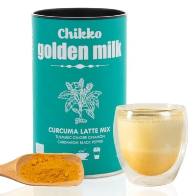 Afbeelding van Chikko Not Coffee Gouden melkpoeder 110 g biologische mix van kurkuma, kaneel, gember, kardemom en zwarte peper zonder suiker of