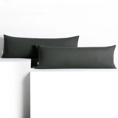 Image de DecoKing 2 taies d&#039;oreiller 40 x 200 cm Coton Fermeture éclair Graphite Ambre