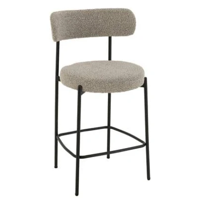 Afbeelding van J Line Barstoel Boucle Multiplex/Polyester Grijs/Zwart