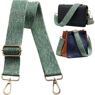 Afbeelding van Navaris geweven groene tassenriem verstelbaar Gouden gespen Schouderband voor tas Bag strap 75 138 cm lang Vervangende riem Groen