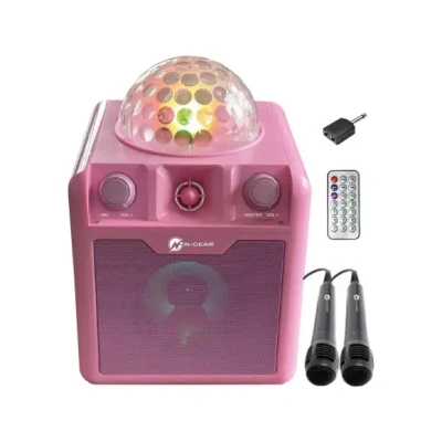 Afbeelding van N GEAR Disco Block 410 Karaoke Set Bluetooth Speaker Party Box met 2 Microfoons Space Pink Limited Edition
