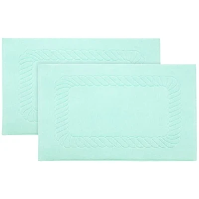 Afbeelding van ZOLLNER Set van 2 badmatten, katoen, 50 x 70 cm, 740 g/m², mint