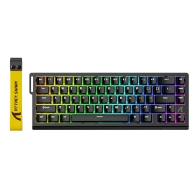 Afbeelding van ATTACK SHARK X68 HE 60% RGB gaming toetsenbord met magnetische schakelaars, instelbare bediening, Snap Tap, voor pc/Mac, zwart