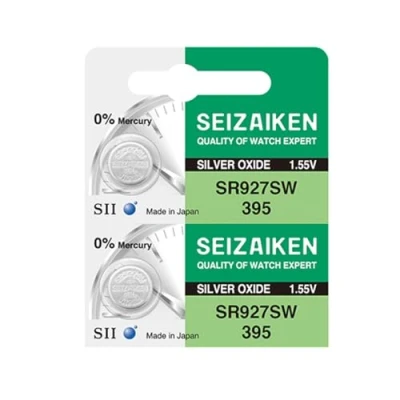 Afbeelding van Seizaiken Seiko 395 SR927SW horloge batterijen, zilveroxide, 1,55 V, 0% Hg, 2 stuks