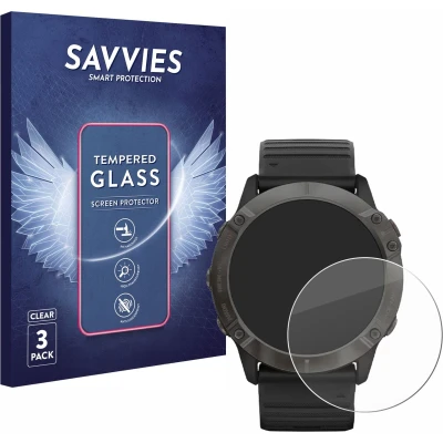 Afbeelding van Savvies Glas Screenprotector voor Garmin Fenix 6X Pro Solar Gehard Beschermglas 9H (3 Stuks)