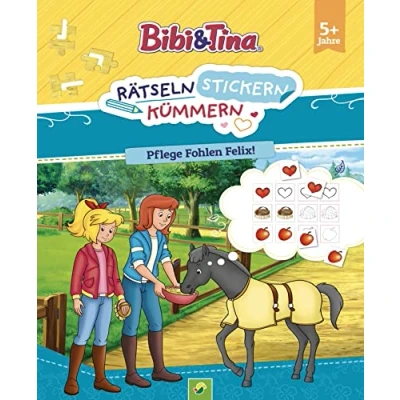 Afbeelding van Bibi &amp; Tina: Rätseln Stickern Kümmern: Pflege Fohlen Felix!