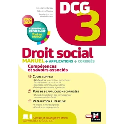 Afbeelding van DCG 3 Droit social Manuel et applications Millésime 2024 2025